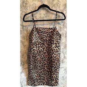 Zara Trafaluc Leopard Print Mini Slip Dress Women's Size L‎